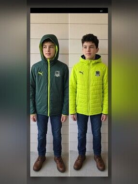 PUMA Reversible warmCELL Hooded Jacket Dark Green Neon Lime FK Krasnodar Youth Y